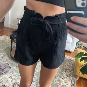 Black high waisted cotton shorts